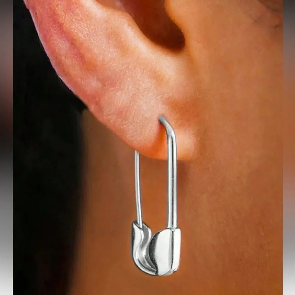 Silver Paperclip Earrings - Picture 4 of 5